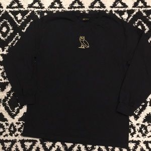 October’s Very Own black long sleeve owl t size L